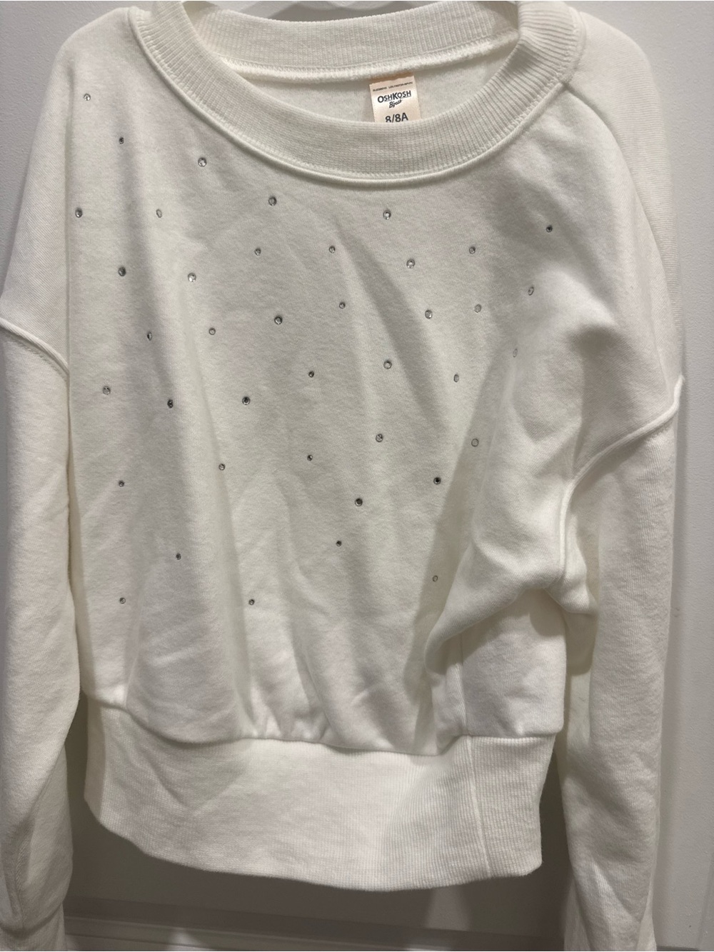 OshKosh B'gosh White Crewneck Sweater with Rhinestone Dots